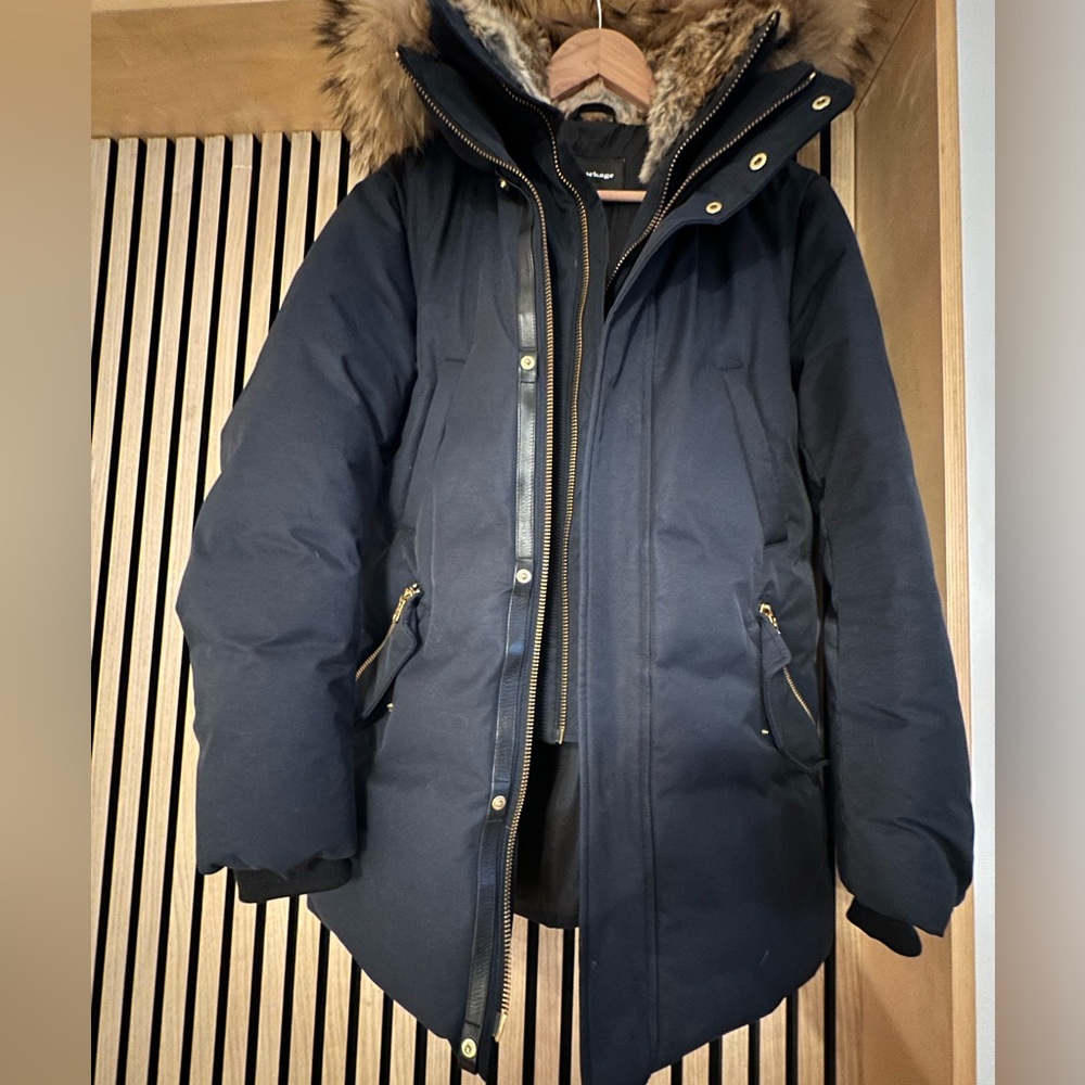 Mackage Natural Fur Down Parka Men’s in Navy blue Small